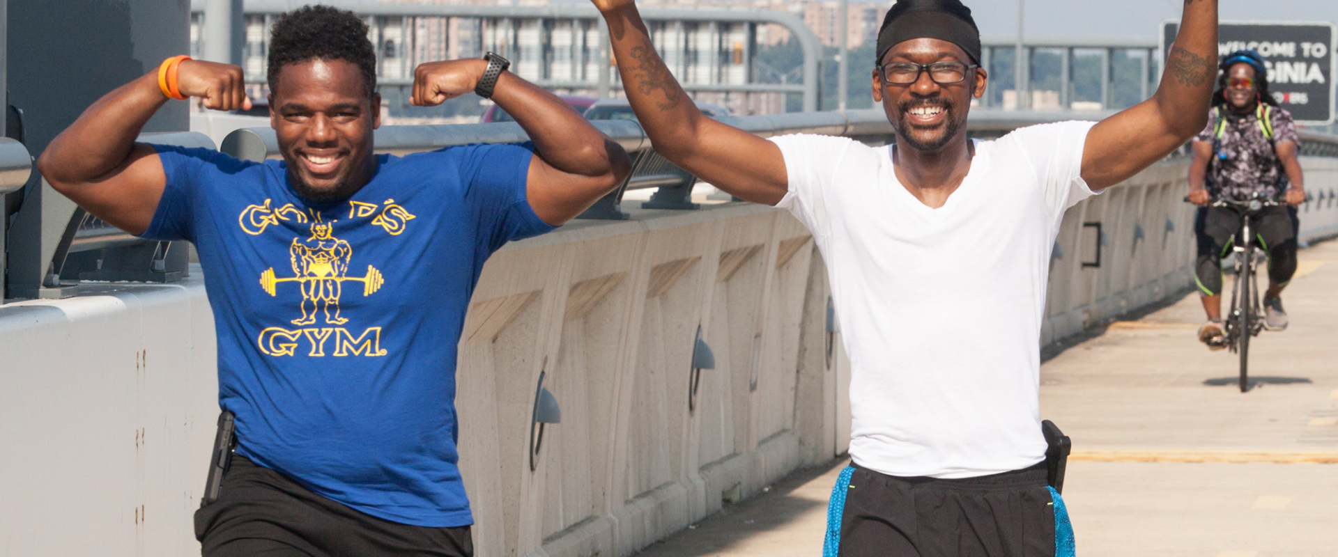 Men Walking in Celebration on Wilson Bridge