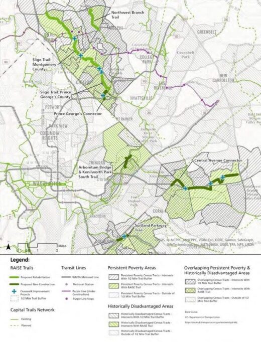 Map of projects in FY23 RAISE Grant proposal